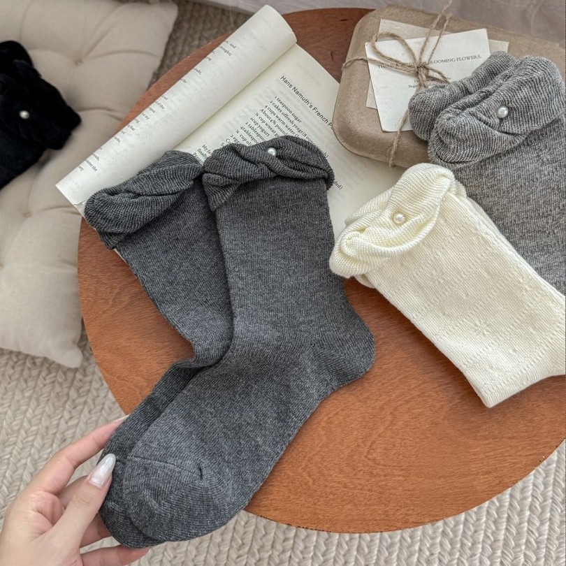 Chaussettes Mi-Mollet Élégantes Et Confortables Pour Femmes, Couleur Unie. Image3