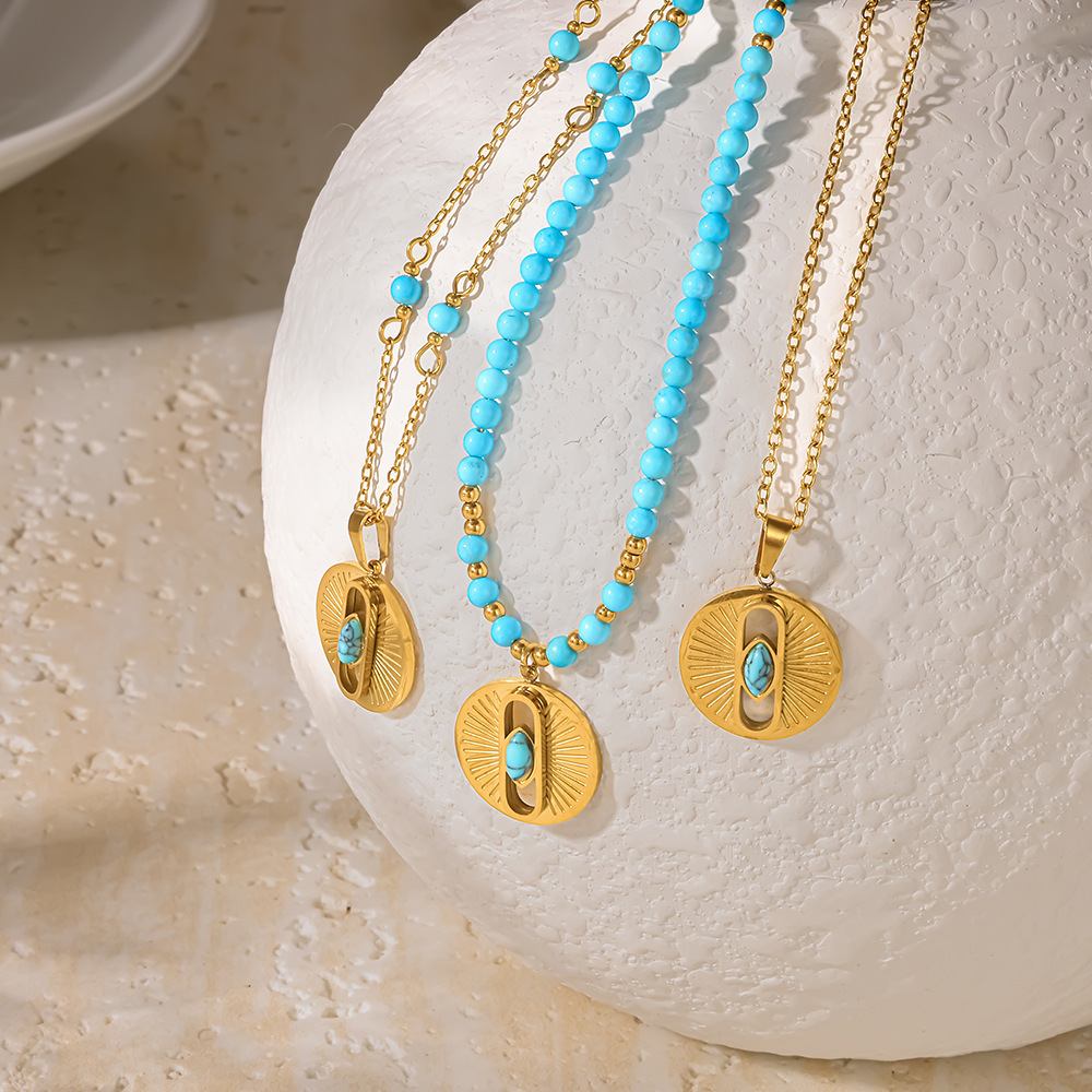 Colliers Pendentifs Pour Femmes, Collection Romantique Bohème, Forme Géométrique, Acier Inoxydable, Couleur Or, Étanches Image3