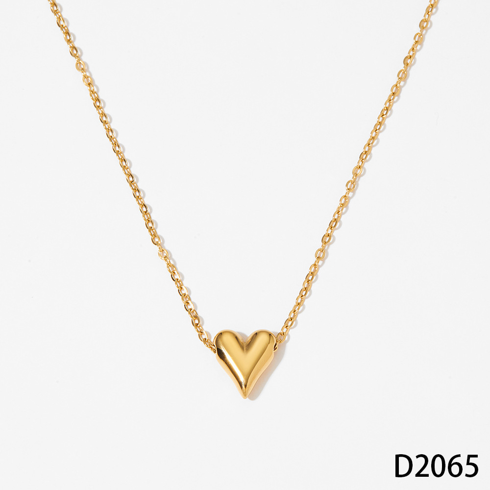 Colliers Pendentifs Pour Femmes En Forme De Cœur Simple, En Acier Inoxydable Étanche, Couleur Or 