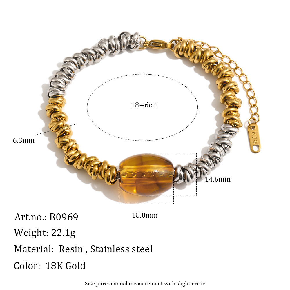 Bracelet Chaîne Femme Simple Series Punk Forme Irrégulière Torsadée En Acier Inoxydable Étanche Couleur Or 