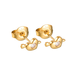 Boucles D'Oreilles Puces Pour Femmes, En Acier Inoxydable, Couleur Or, Motif Cœur Mignon, Collection Simple Series h5 