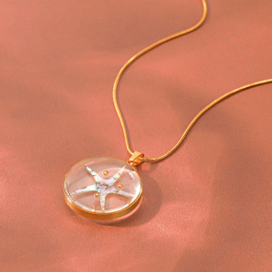 Colliers Pendentifs Pour Femmes Simple Series Daily Circle Starfish En Acier Inoxydable Étanche Couleur Or h5 Image3