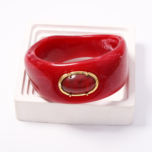 Bracelets Pour Femmes En Résine, Forme Elliptique, Style Rétro Et Irrégulier, Collection Simple h5 Image3
