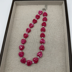Colliers De Perles Rétro En Forme De Cœur, Dégradé De Couleurs, En Acrylique, Pour Femmes h5 