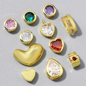 Pendentifs Pour Femmes En Forme De Cœur, Couleur Cuivre Doré, Avec Zircon, De La Série Simple À Faire Soi-Même h5 Image2