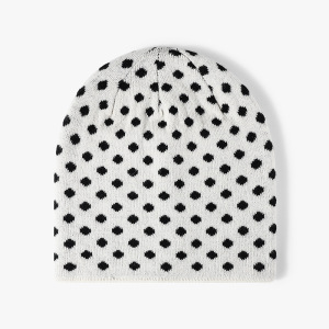 Bonnet Tricoté Pour Femme En Laine Et Polyester Mélangés À Pois De La Série Simple h5 