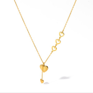 Colliers Pendentifs Pour Femmes Simple Series Daily Heart En Acier Inoxydable Ajouré, Étanches, Couleur Or h5 Image4