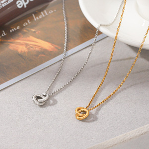 Colliers Pendentifs Ronds En Acier Inoxydable Étanche Couleur Or h5 Image3