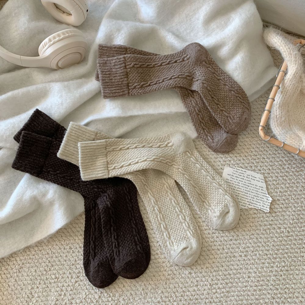 Chaussettes Mi-Mollet Basiques À Rebond Léger, Couleur Unie h5Image2