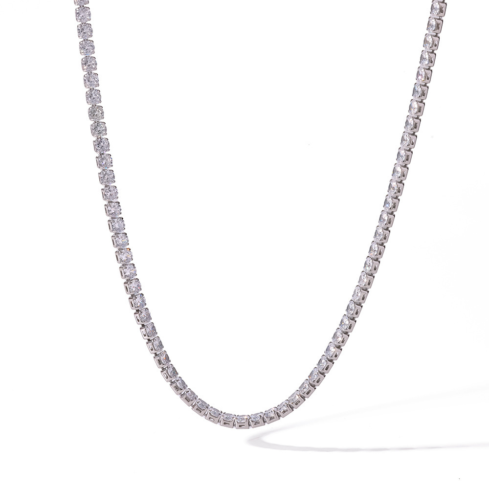 Colliers À Maillons Pour Femmes, En Acier Inoxydable, Couleur Or, Avec Zircon, Forme Géométrique Simple Et Élégante. Image4