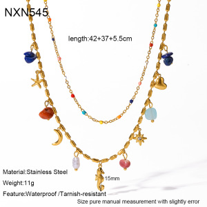 Colliers Pendentifs Unisexes En Acier Inoxydable, Couleur Or, Avec Pendentif Étoile De Mer Et Lune Quotidienne De La Série Romantique h5 