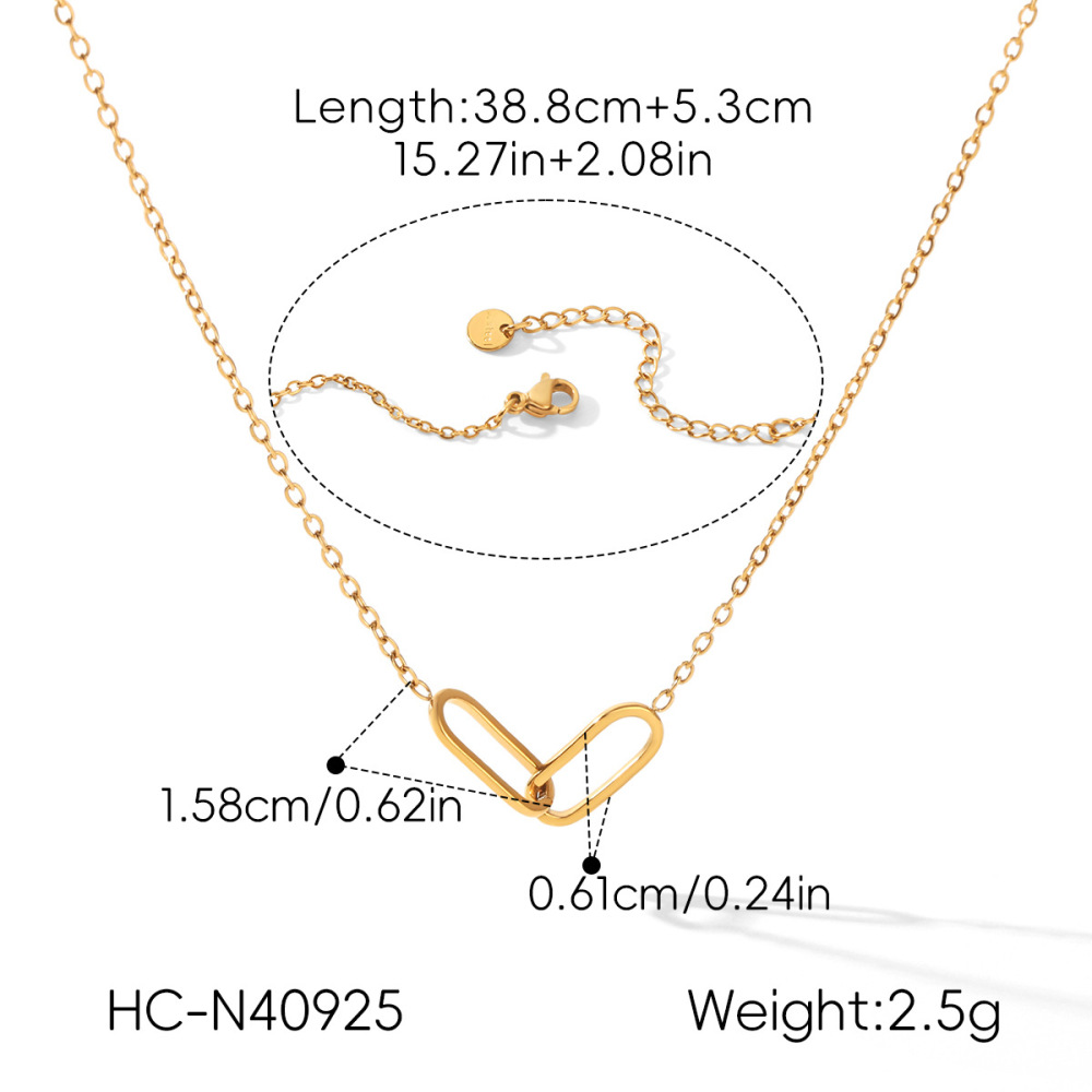Colliers Pendentifs Pour Femmes En Acier Inoxydable Étanche, Forme Elliptique, Couleur Or Image2
