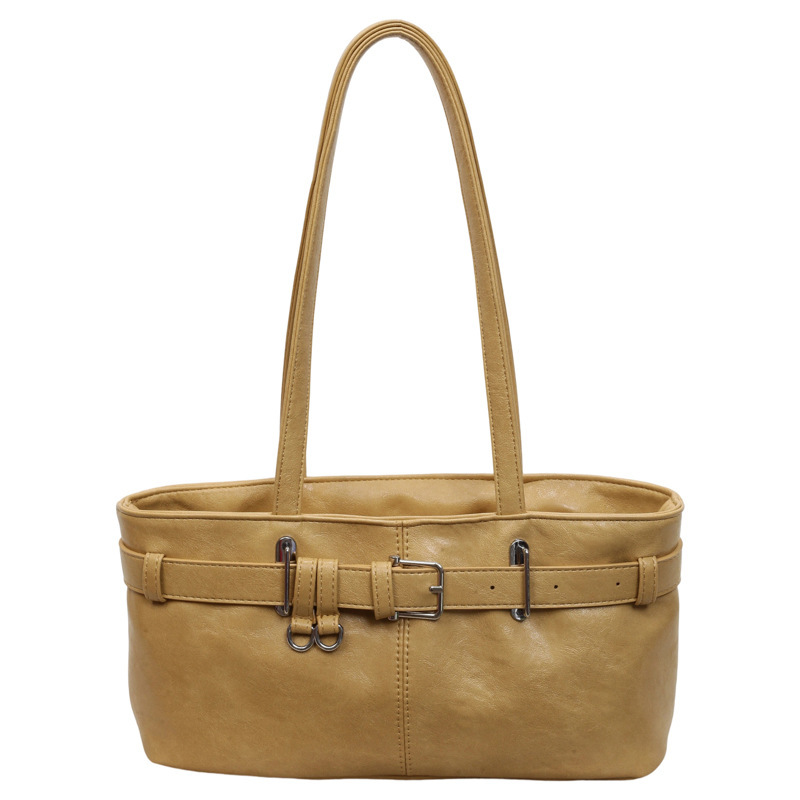 Sac À Main Pour Femme Style Old Money Avec Quincaillerie En Métal Et Couleur Unie En Pu, Style Est-Ouest