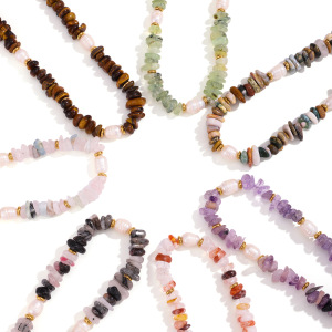 Colliers De Perles Pour Femmes, Collection Simple, Perles De Forme Irrégulière Et Douce, Pierres Naturelles Couleur Or h5 Image3