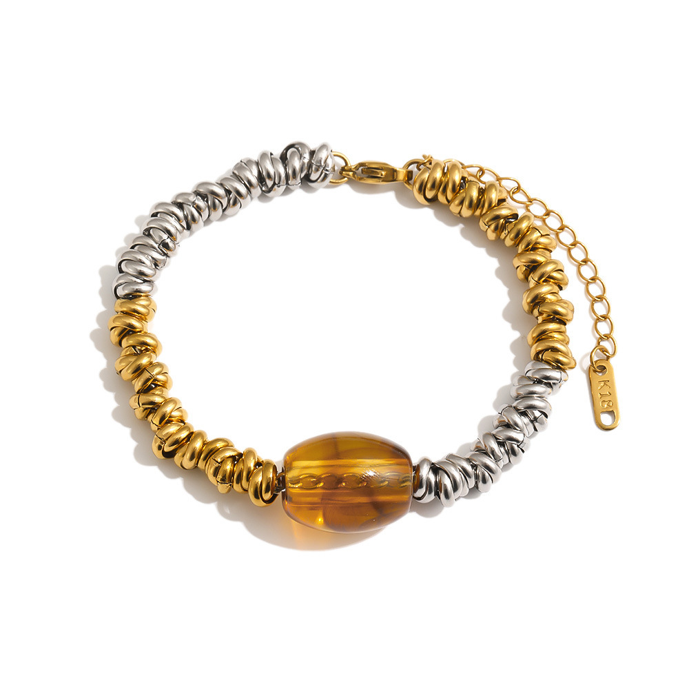 Bracelet Chaîne Femme Simple Series Punk Forme Irrégulière Torsadée En Acier Inoxydable Étanche Couleur Or Image4