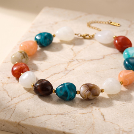 Colliers de perles décontractées pour femmes, en acrylique, dégradé de couleurs, collection Simple Series 2