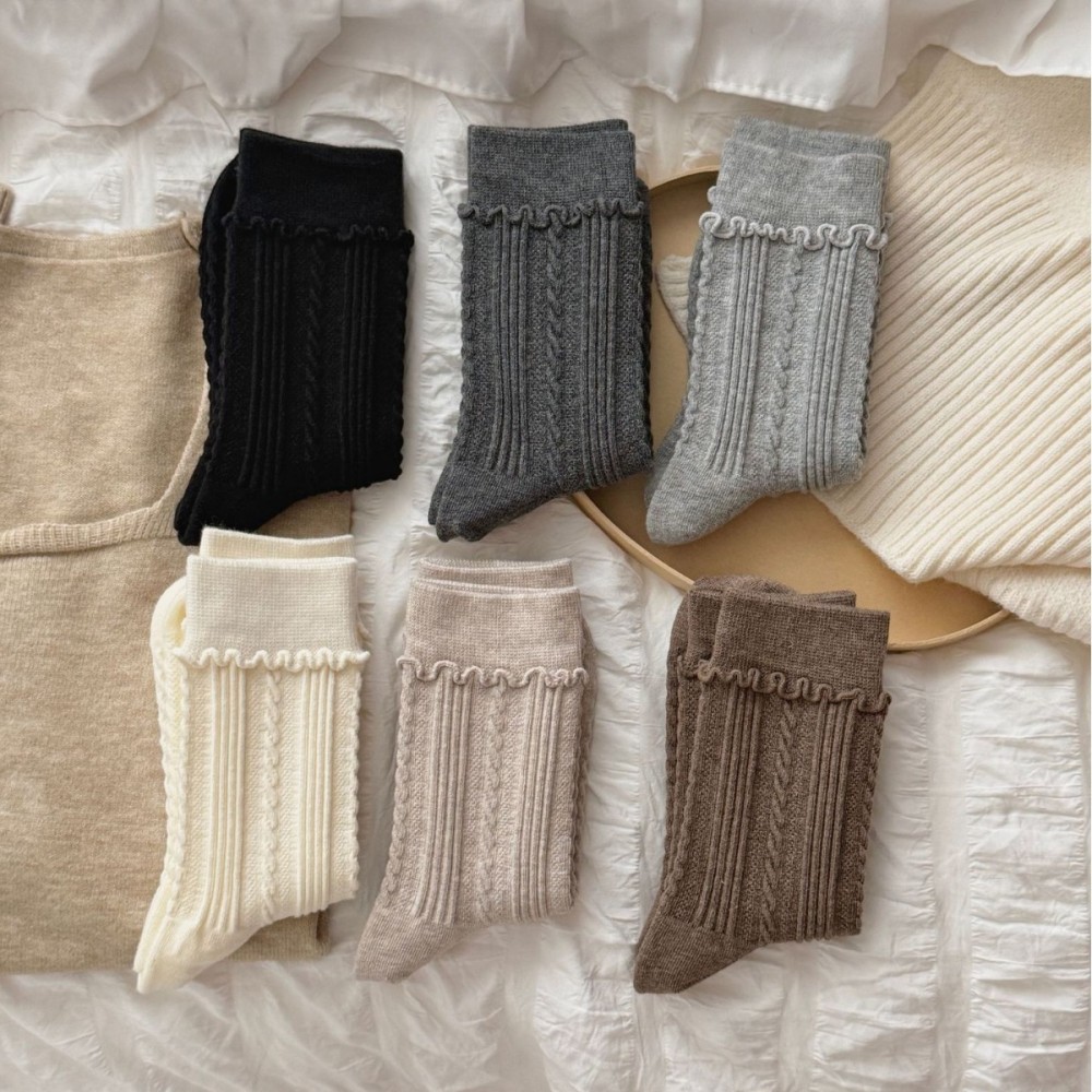 Chaussettes Mi-Mollet Basiques À Rebond Léger, Couleur Unie Image2