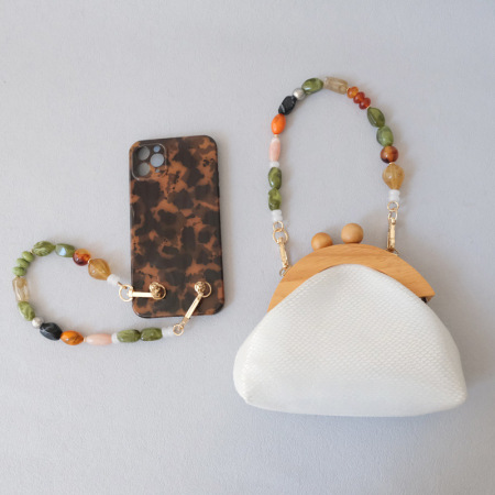 Chaîne De Téléphone/Sac En Acrylique De Couleur Assortie, Série Simple Retro Beads 2