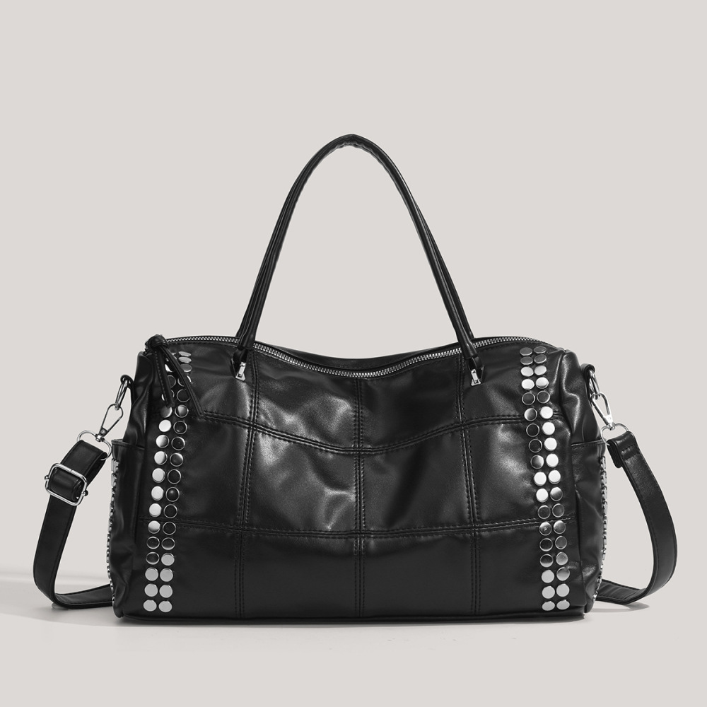 Sacs De Sport Et De Voyage Pour Femmes, Style Décontracté, Avec Quincaillerie Métallique Et Clous, Couleur Unie, En Pu De Qualité Supérieure. 