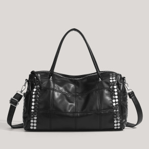 Sacs De Sport Et De Voyage Pour Femmes, Style Décontracté, Avec Quincaillerie Métallique Et Clous, Couleur Unie, En Pu De Qualité Supérieure. h5 