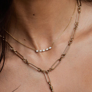 Colliers À Maillons Pour Femmes, Collection Daily Droplet Chain, En Acier Inoxydable, Couleur Or, Étanches, Avec Zircon. h5 Image2