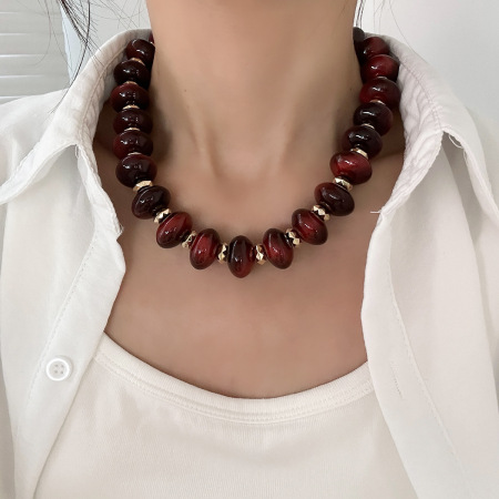 Ensembles De Bijoux Pour Femmes En Résine À Perles Rétro Dégradées De Couleur, Collection Simple Series 2