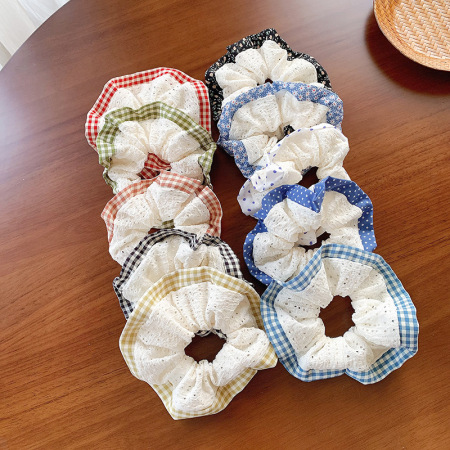 Chouchous en polyester à pois et à carreaux, collection Simple Series Sweet Flower