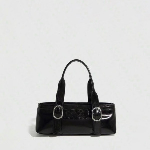 Sacs Bandoulière Femme Style Décontracté Avec Fermeture Métallique, Couleur Unie, En Pu h5