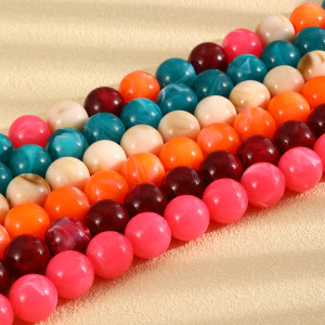 Colliers De Perles Rétro Simples, Dégradé De Couleurs, En Résine Dorée Pour Femmes h5 Image2