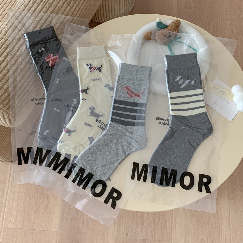 Chaussettes Mi-Mollet Pour Femmes Avec De Jolies Lettres, Rayures Et Animaux Image3