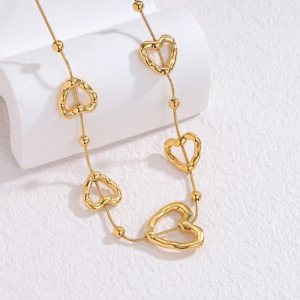 Ensembles De Bijoux Pour Femmes En Acier Inoxydable Doré, Élégants Et En Forme De Cœur, De La Série Romantique h5 Image3