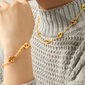 Ensembles De Bijoux Pour Femmes Simple Series Daily Irregular Shape Chain Infinity En Acier Inoxydable Étanche Couleur Or h5 Image4