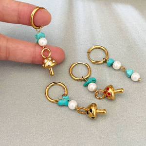 Boucles D'Oreilles Perles Élégantes Romantiques En Acier Inoxydable, Couleur Or, Imperméables, Avec Perles Végétales. h5 Image2