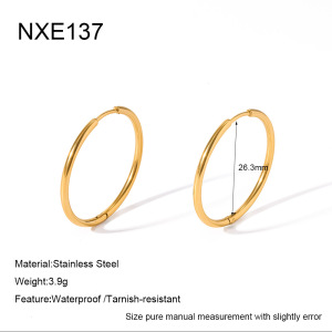 Boucles D'Oreilles Créoles Pour Femmes Simple Series Daily En Acier Inoxydable Étanche Couleur Or h5