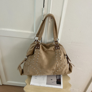 Sacs À Bandoulière Carrés Pour Femmes, Style Décontracté, Ornés De Clous Métalliques Et De Rivets En Daim Uni h5 
