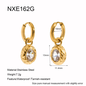 Boucles D'Oreilles Puces Pour Femmes, Collection Simple Series Daily, Forme Elliptique Géométrique, Acier Inoxydable Étanche, Couleur Or, Zircon. h5