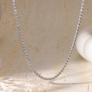 Colliers À Maillons Pour Femmes, En Acier Inoxydable, Couleur Or, Avec Zircon, Forme Géométrique Simple Et Élégante. h5 Image2