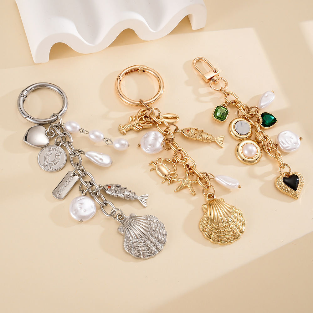 Chaîne De Perles En Alliage, Motif Cœur, Animaux Et Style Océanique, Coquillage Et Étoile De Mer, Collection Simple Series Daily. Image4