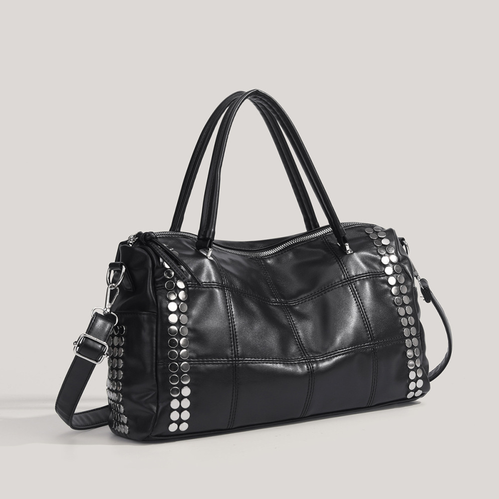 Sacs De Sport Et De Voyage Pour Femmes, Style Décontracté, Avec Quincaillerie Métallique Et Clous, Couleur Unie, En Pu De Qualité Supérieure. Image3