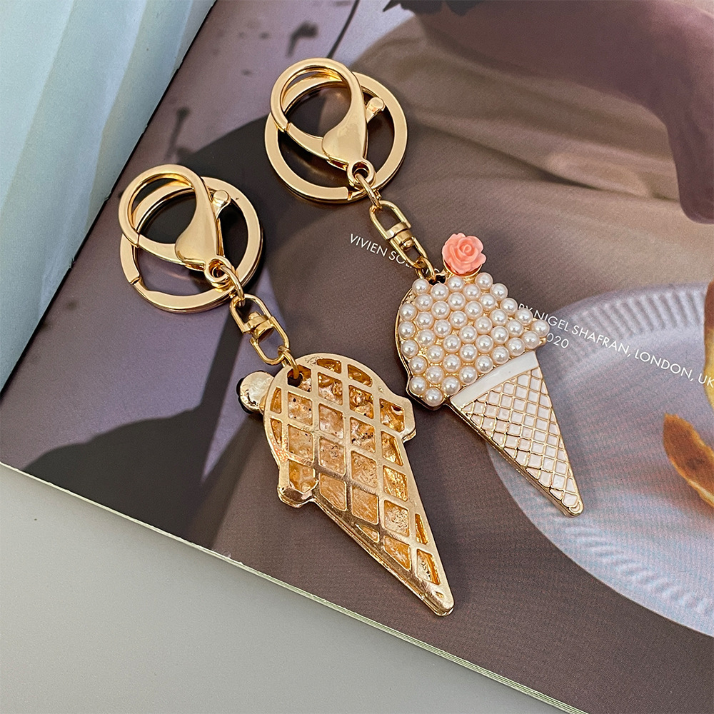 Porte-Clés Simple Series Daily Rose En Alliage Alimentaire, Strass Et Perle Artificielle h5Image5