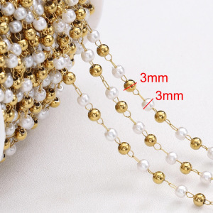 Chaîne De Perles Diy Simple En Acier Inoxydable Imperméable Couleur Or h5 