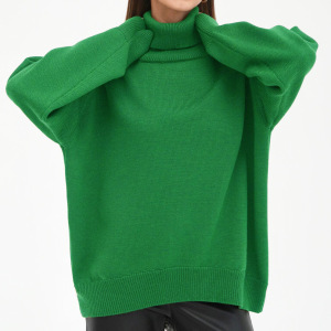 Pull En Maille À Col Roulé En Polyester Uni, Coupe Ample, Basique. h5
