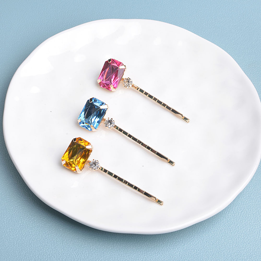 Pinces À Cheveux De Luxe Rétro En Alliage, Forme Géométrique Unie, Strass Et Pierres Artificielles Image4