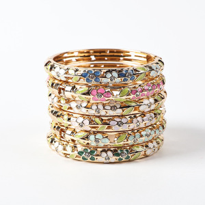 Bracelets Pour Femmes En Alliage Multicolore À Motif Floral Rétro De La Série Romantique h5 Image2