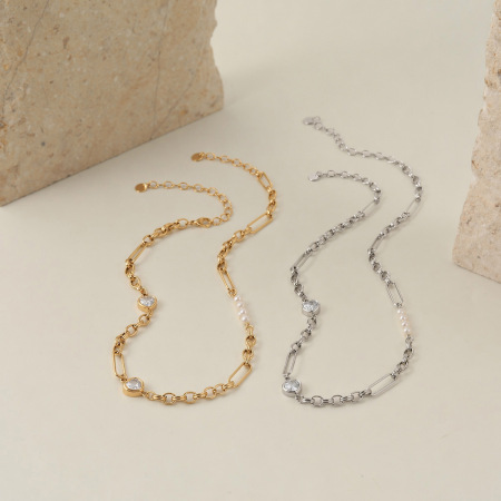 Ensembles De Bijoux Pour Femmes Simple Series Daily Heart En Acier Inoxydable Étanches 2