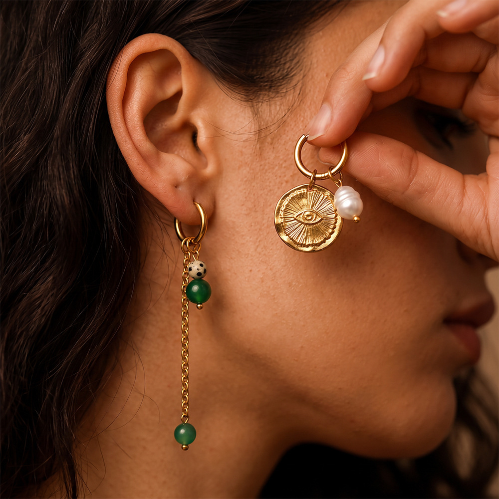 Boucles D'Oreilles Pendantes Pour Femme, Style Rétro Romantique, À Pompons Et Perles, En Acier Inoxydable Étanche, Couleur Or. h5Image4