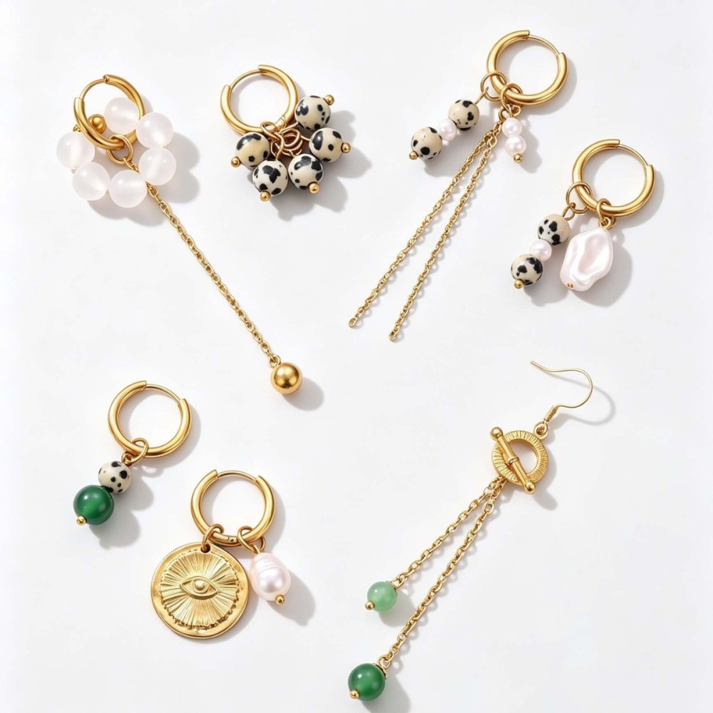 Boucles D'Oreilles Pendantes Pour Femme, Style Rétro Romantique, À Pompons Et Perles, En Acier Inoxydable Étanche, Couleur Or. h5Image5