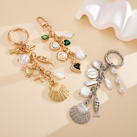 Chaîne de perles en alliage, motif cœur, animaux et style océanique, coquillage et étoile de mer, collection Simple Series Daily.