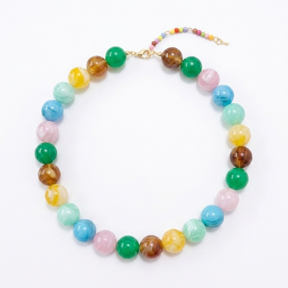Colliers Basiques Pour Femmes En Résine Dégradée De Couleurs, Collection Daily Beads De La Série Simple
