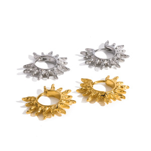 Boucles D'Oreilles Créoles Pour Femmes, Style Géométrique, En Acier Inoxydable, Couleur Or, Collection Simple Series Daily Sun h5 Image4